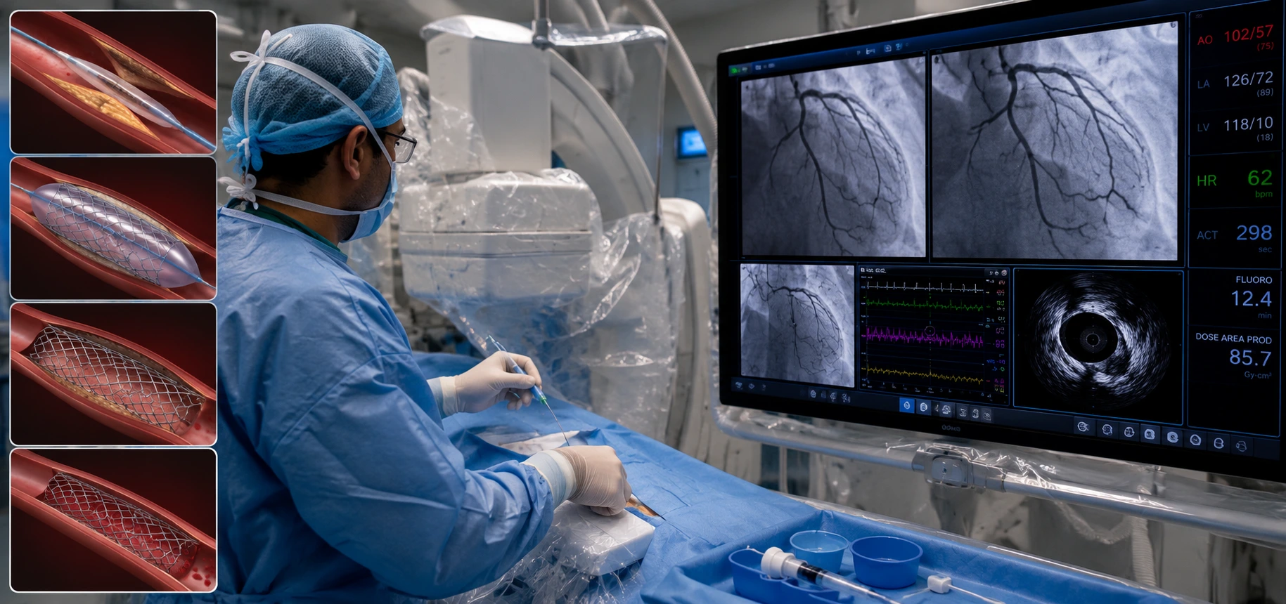 Complex coronary angioplasty for left main, bifurcation, CTO, and calcified coronary lesions